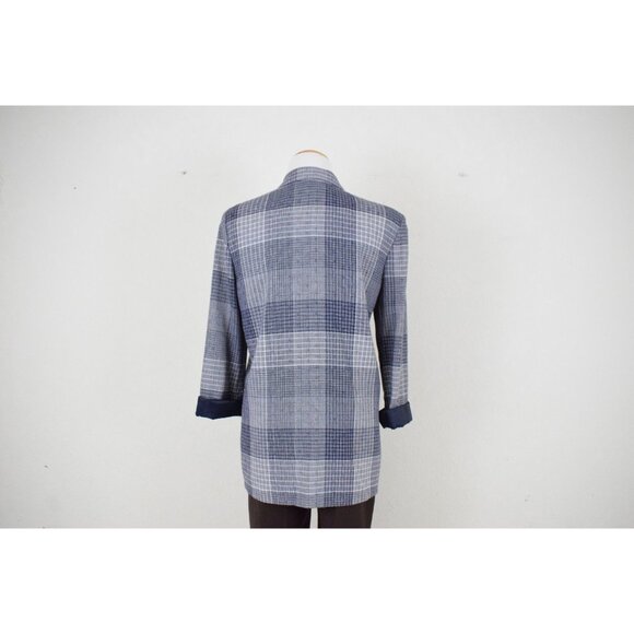 Vintge 90s Blue Plaid Oversized Blazer | size S‎ - Picture 3 of 10